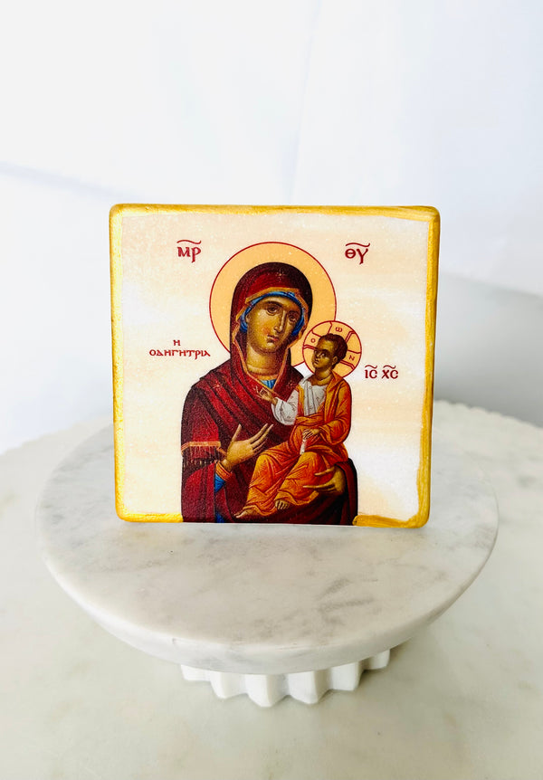 Panayia & Baby Jesus Marble Icon