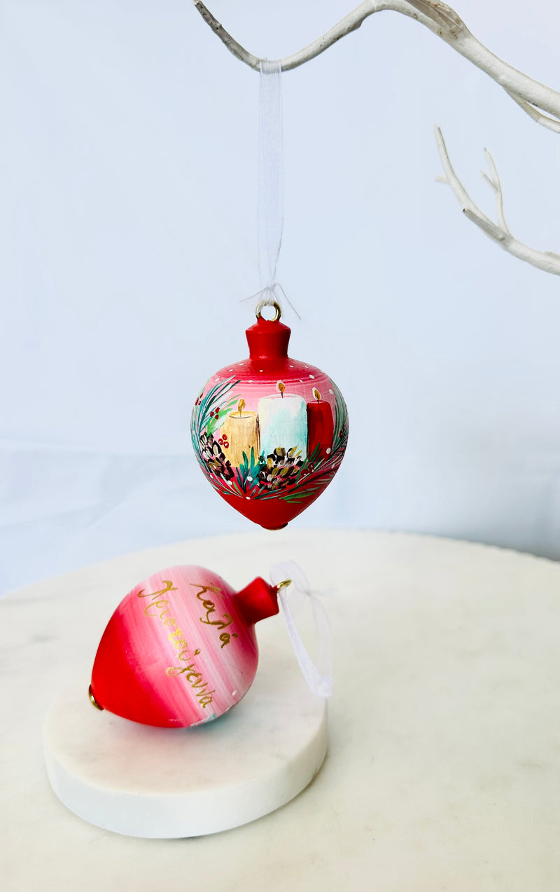 Hand-painted Greek Christmas Candles Bauble