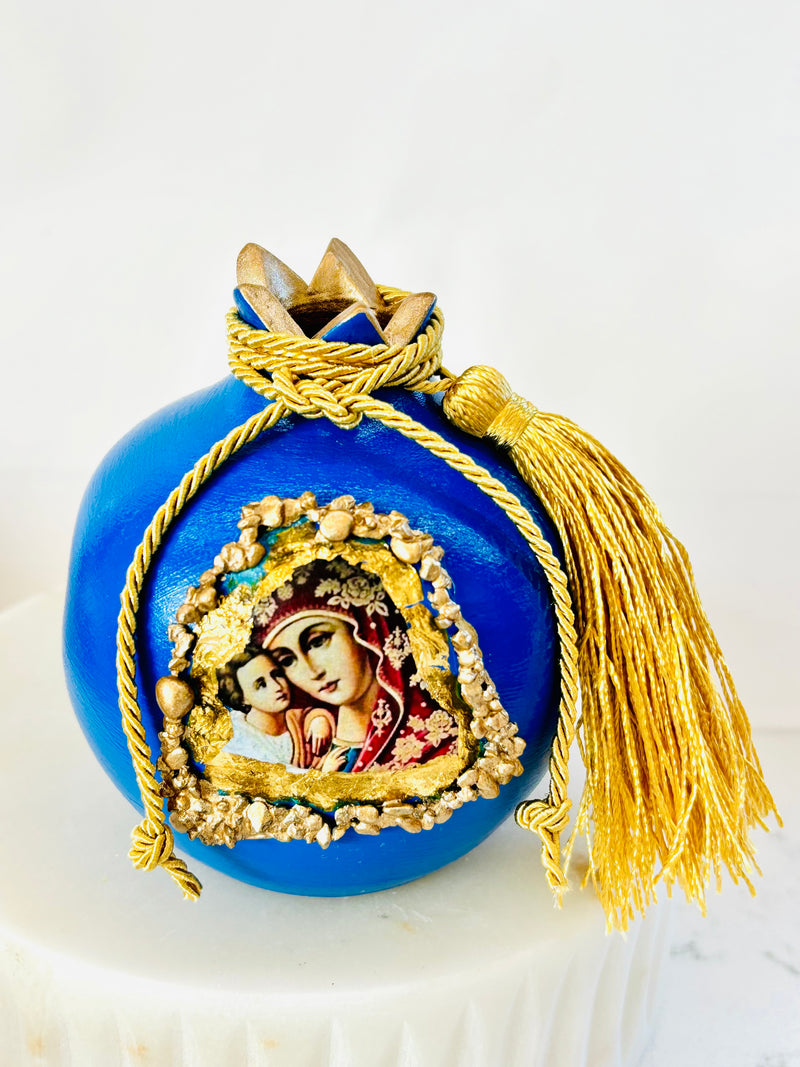 Pomegranate with Panagia & Baby Jesus - Blue