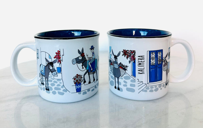 Greek Streets & Donkey Design Coffee Mug