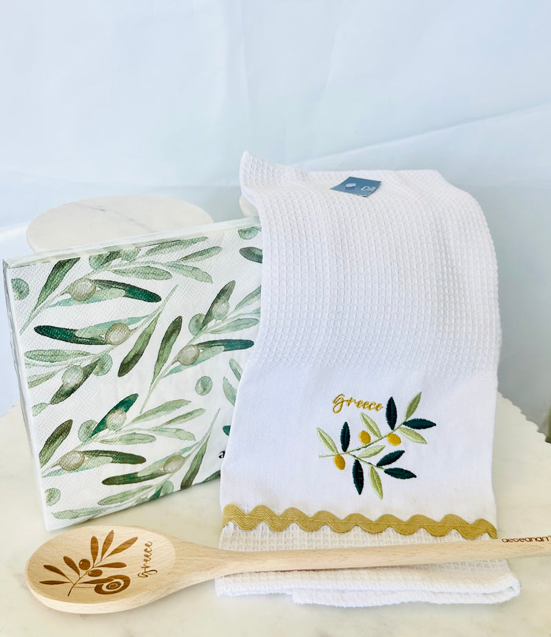 Kitchen Tea Towel Gift Set - Olive