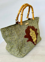 Iosifina Olive Green & Brown Leather Handbag