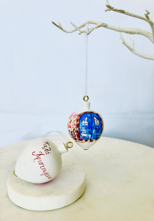 Hand Painted Greek Door Bauble