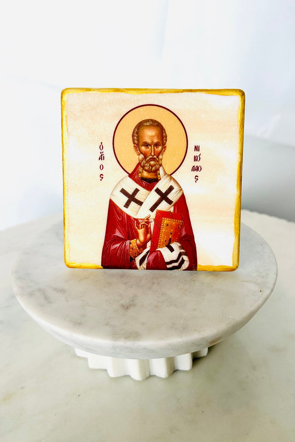 Saint Nicholas Marble Icon