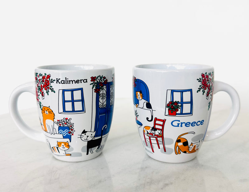 Greek Door with Cats Espresso Mug