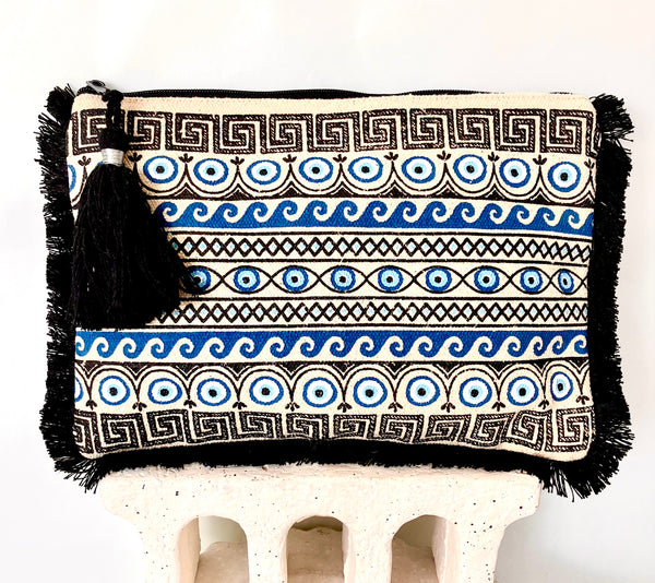 Grecian Mati Fringe Clutch Bag