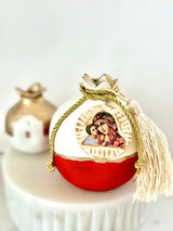 Red, White & Gold pomegranate with Panagia & Baby Jesus