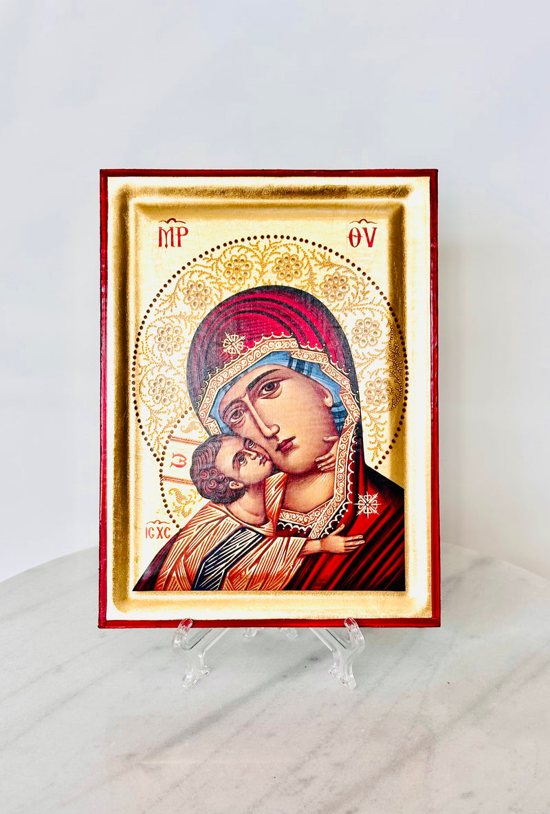 Panayia & Baby Jesus Icon in Gold