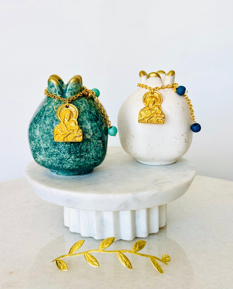 Pomegranate Embellished with Panayia Charm - Small