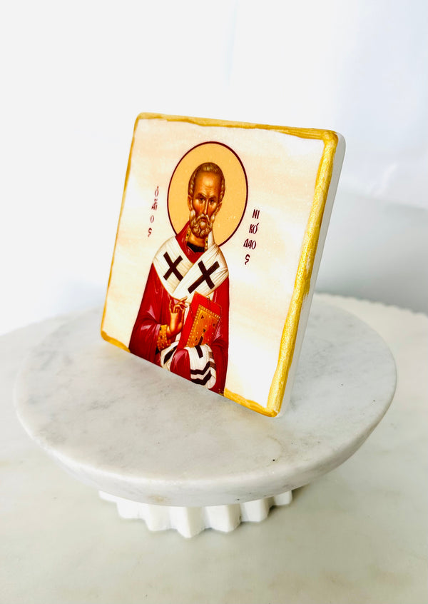 Saint Nicholas Marble Icon