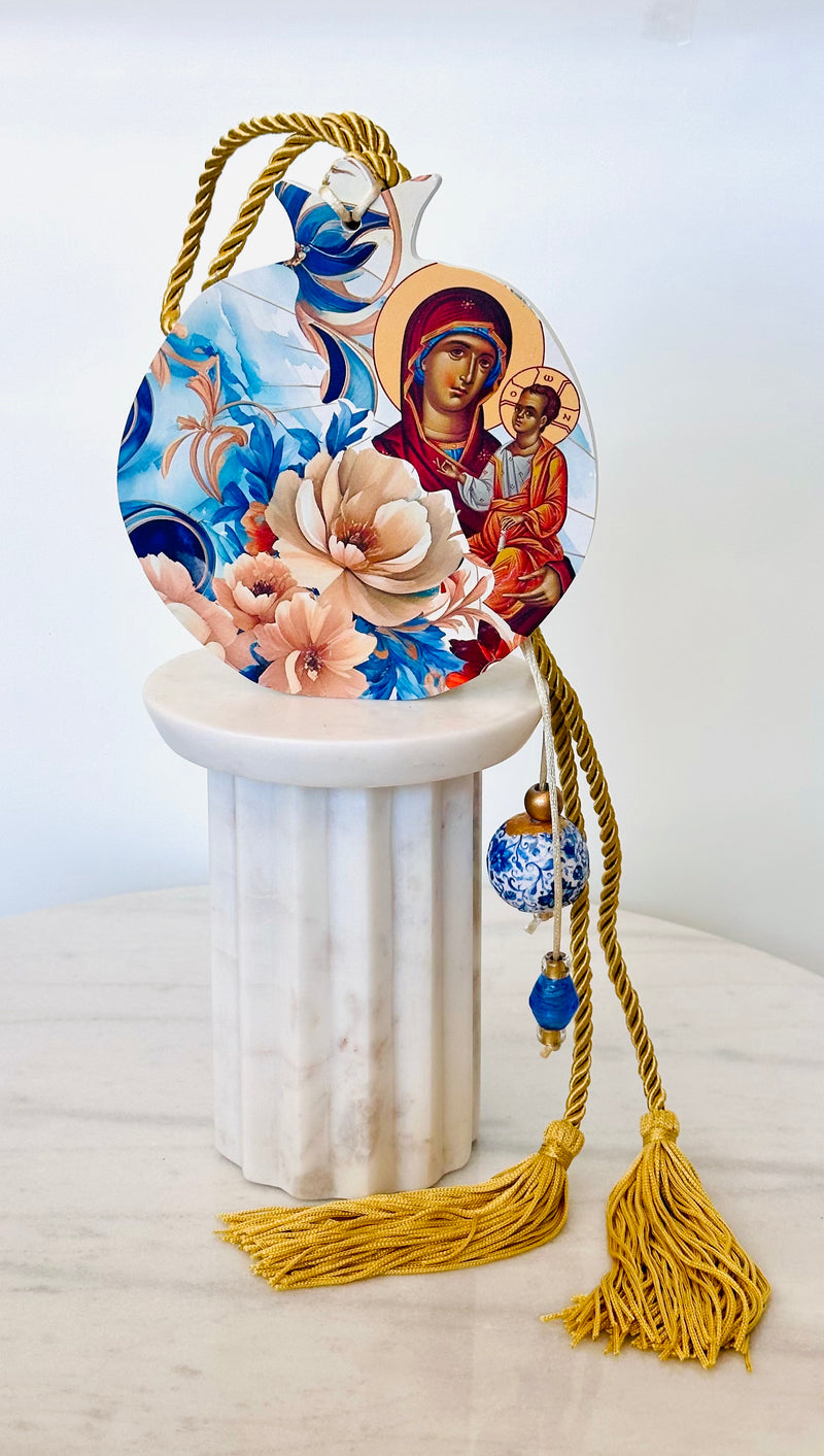 Panayia & Baby Jesus Wall Hanging Ceramic Pomegranate