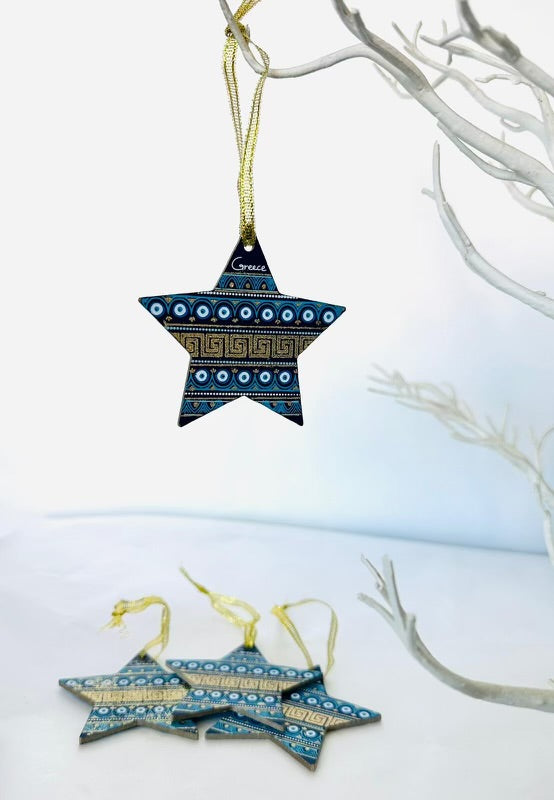 Christmas Tree Ornament - Star Grecian Key Mati