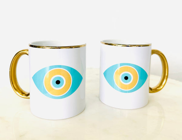 Turquoise & Gold Mati Coffee Mug