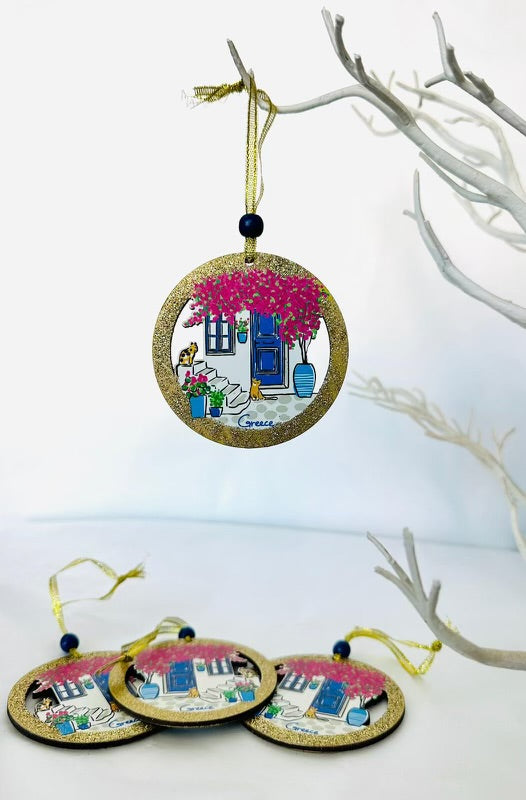 Christmas Tree Ornament - Bougainvillea Round