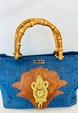 Iosofina Blue & Brown Leather Handbag