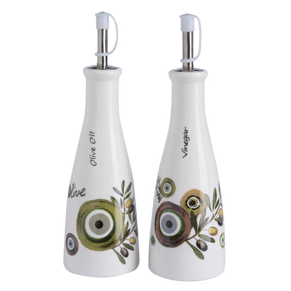 Mati & Olive Branch Oil &. Vinegar Ceramic Dispenser - Olive