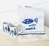 Tea Towel & Espresso Shot Gift Set - Fish Design