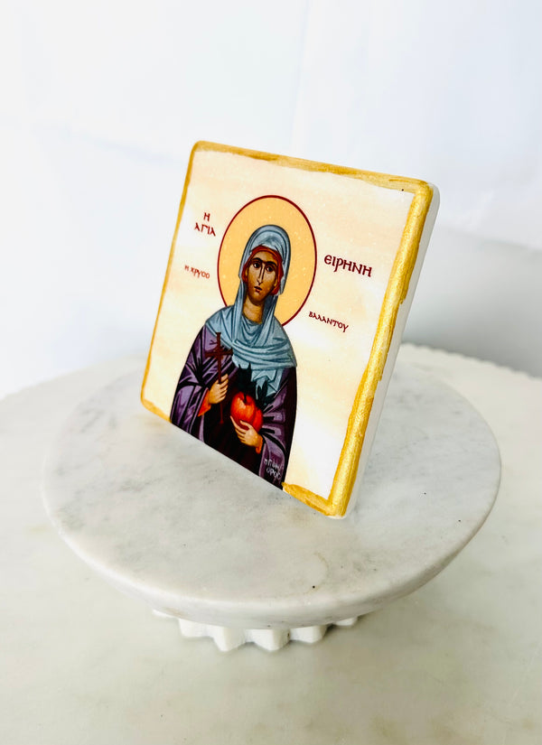 Saint Irene Marble Icon