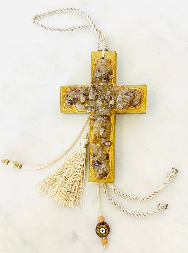 Handcrafted Crystal Cross - Citrine