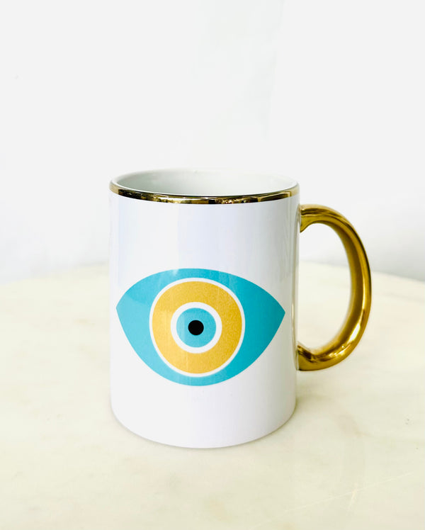 Turquoise & Gold Mati Coffee Mug