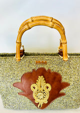 Iosifina Olive Green & Brown Leather Handbag