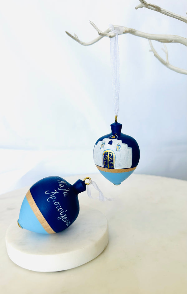 Hand Painted Church Christmas Bauble