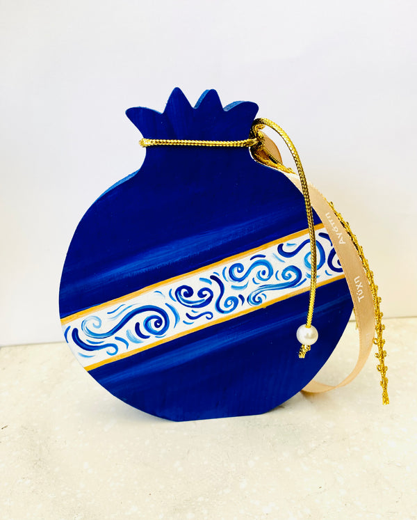 Hand Painted Pomegranate - Blue