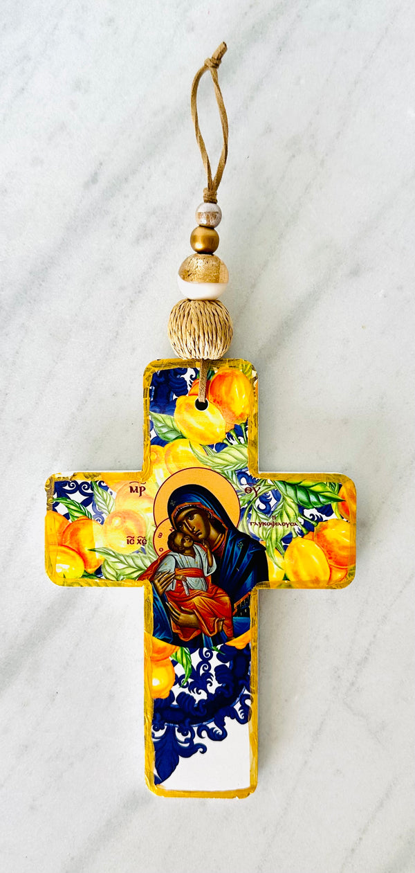 Panagia & Jesus Cross Wall Hanging