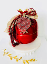 Red Pomegranate with Red & Gold Charm - Large