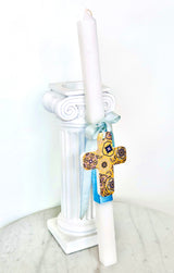 Ceramic Gold & Blue Cross Easter Lambatha