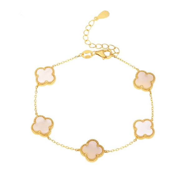 Mother of Pearl 5 Clover Gold Bracelet