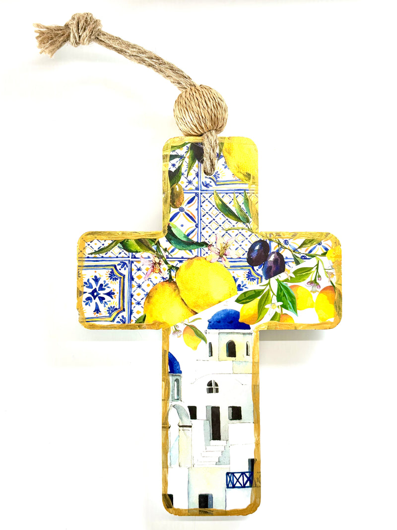 Santorini & Lemons Ceramic Cross