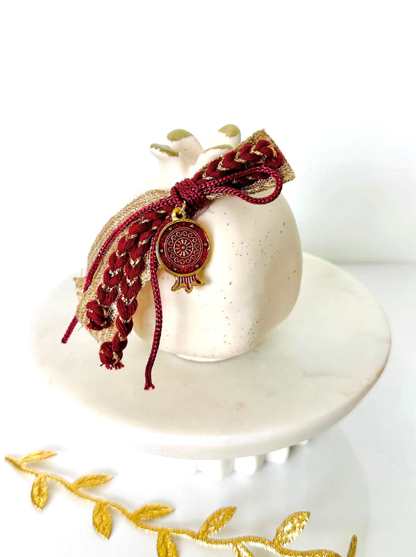 Pomegranate with Red & Gold Charm - Small