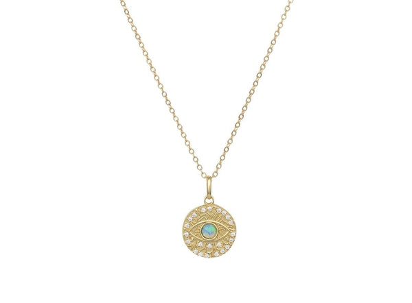 18K GOLD VERMEIL AZTEC VINTAGE EVIL EYE NECKLACE