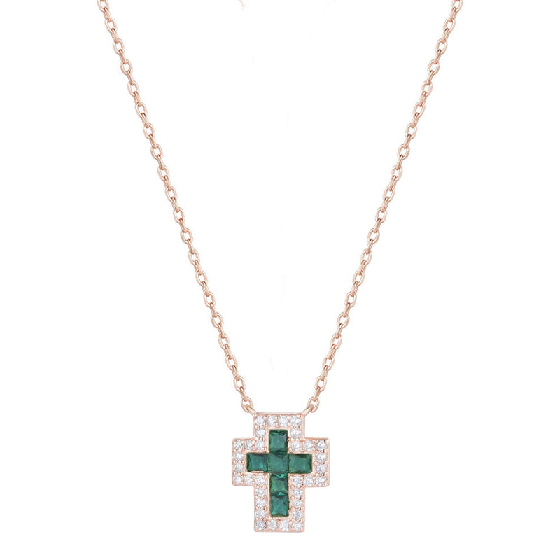 Paros Rose Gold Emerald Necklace