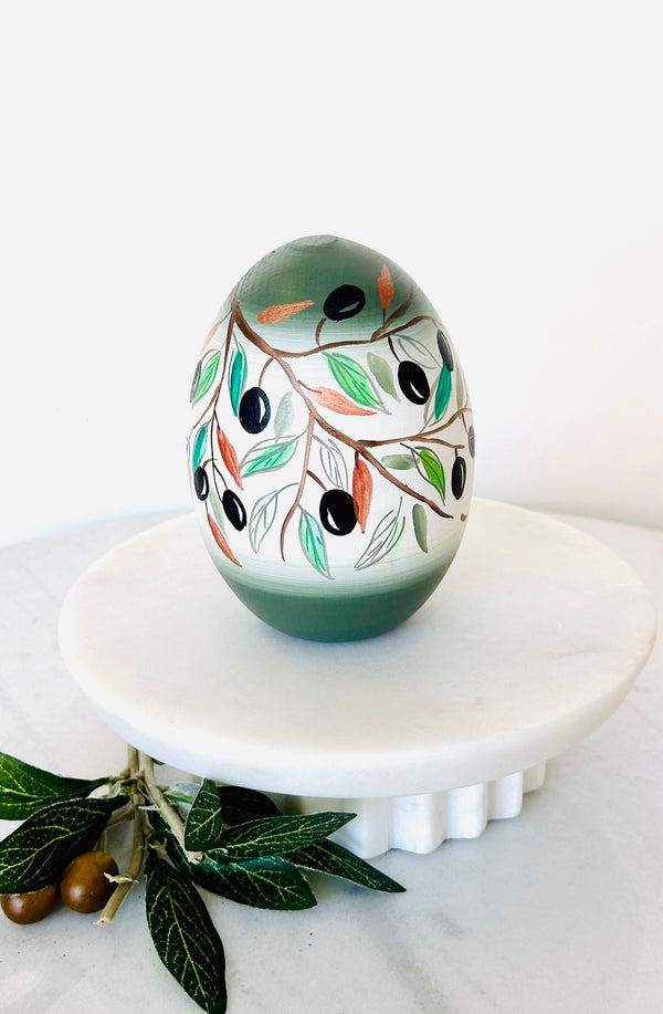 Hand-Painted Easter Egg - Olive