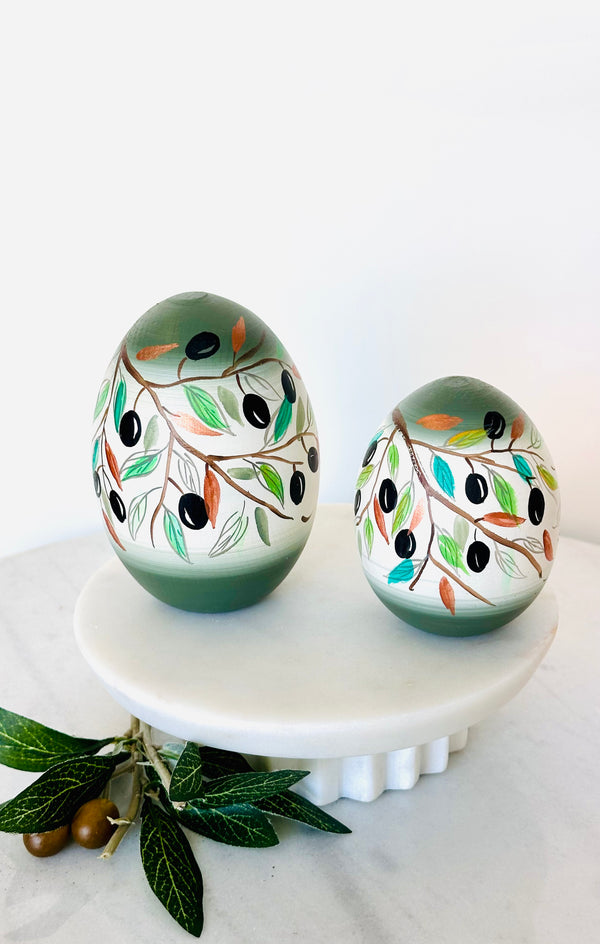 Hand-Painted Easter Egg - Olive