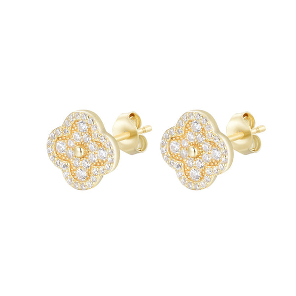 Athena Mini Gold Clover Earrings