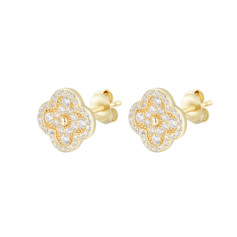 Athena Mini Gold Clover Earrings