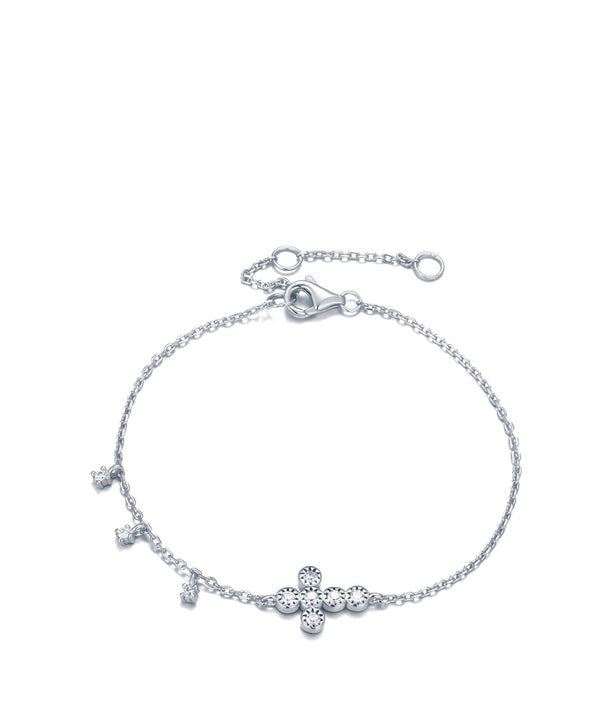 Silver Mini Crystal Cross Bracelet