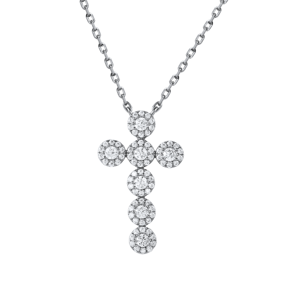 Elpida Silver Crystal Cross Necklace