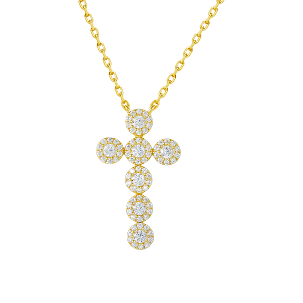 Elpida Gold Crystal Cross Necklace