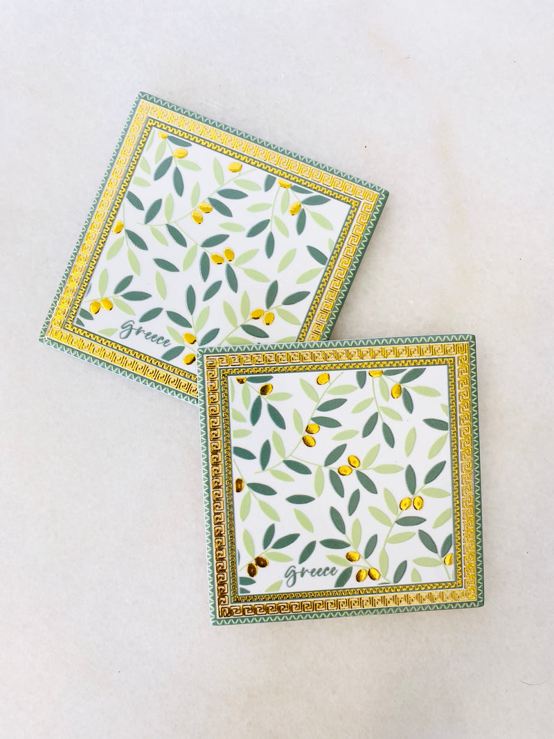 Ceramic Olive Square Coasters