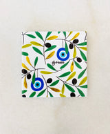 Ceramic Olive Mati Square Coasters