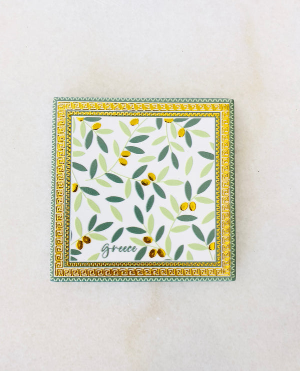 Ceramic Olive Square Coasters