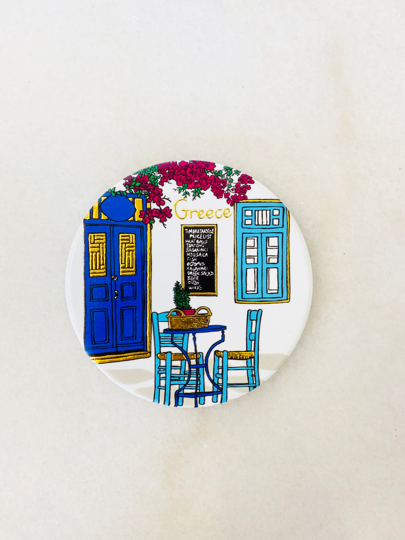 Ceramic Greece Round Coasters