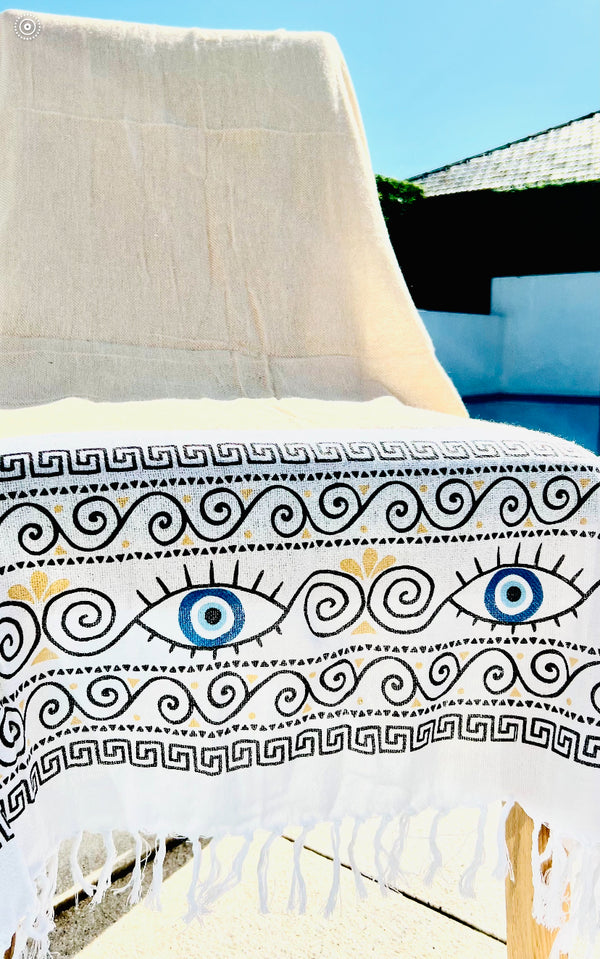 Grecian Mati Beach Towel -  Sand