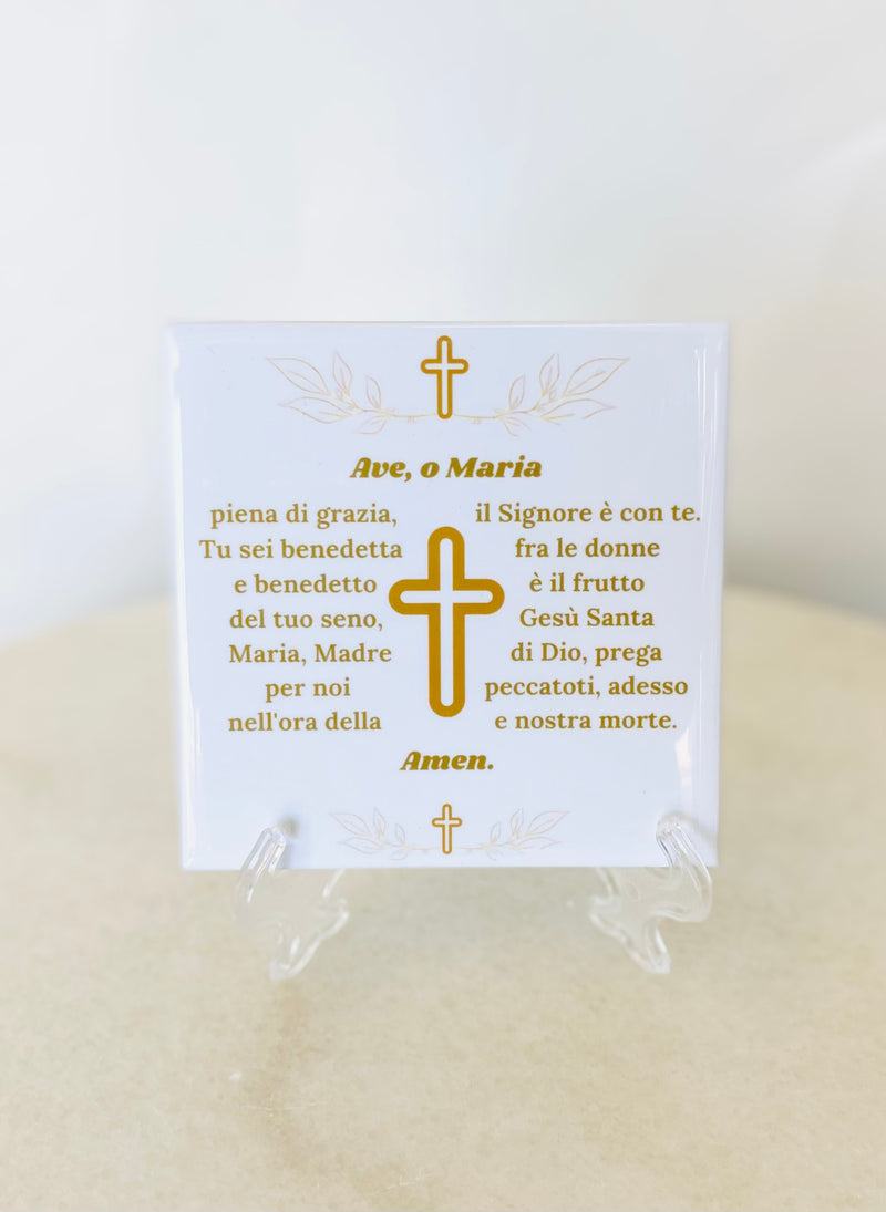 Italian Hail Mary Prayer Cermaic Tile