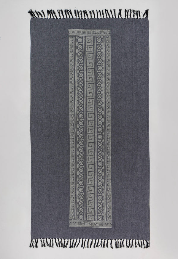 Greek Key Beach Towel - Charcoal