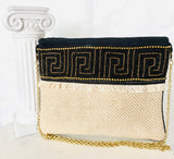 Beaded Greek Key Fringe Clutch Bag